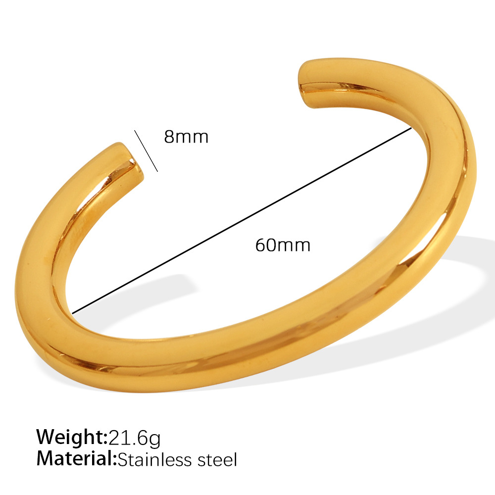 1 Piece Simple Series Classic Solid Color Stainless Steel  Gold Color Women's Bangles 